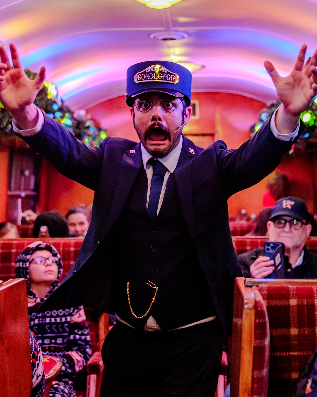 The conductor on board the polar express at south devon railway