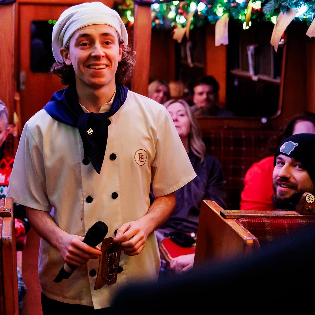 chef on board The Polar Express Train Ride