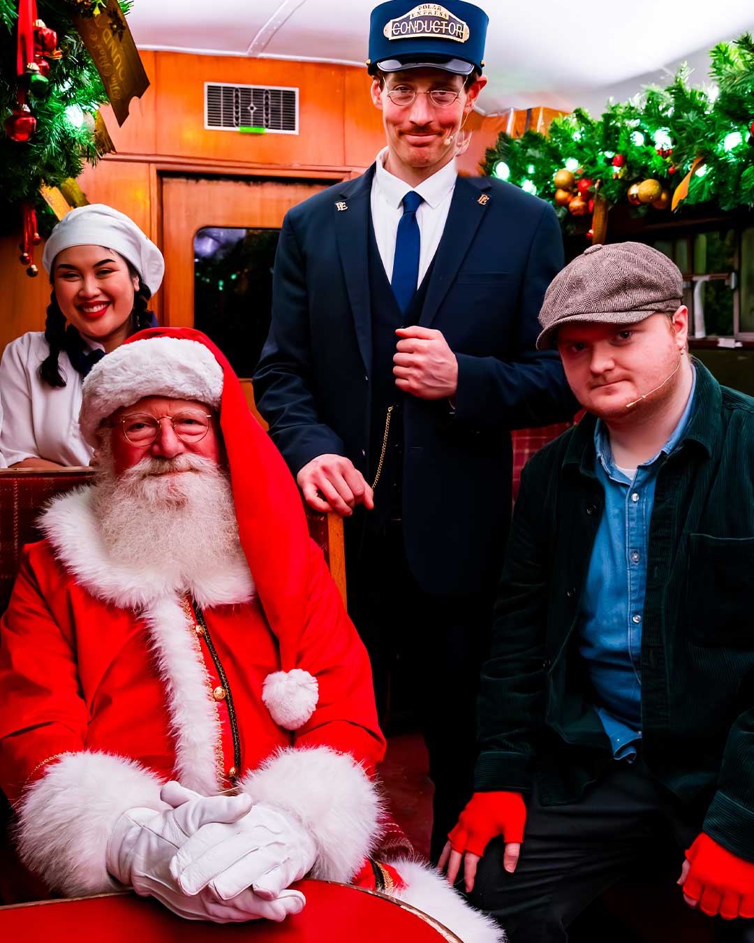 group pic on board the polar express train ride