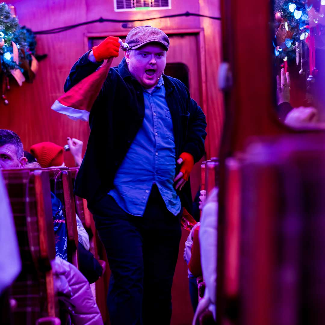 hobo on board the polar express train ride