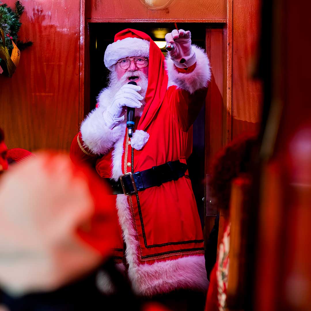 santa on board the polar express train ride
