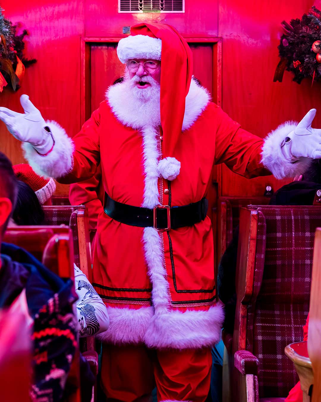 santa on board the polar express train ride